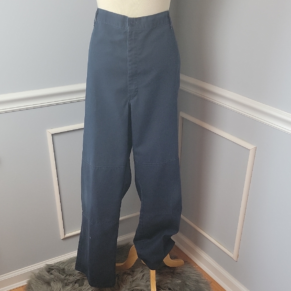 DICKIES Navy Blue Classic Flat Front Reinforced Knee Chino Workwear Casual Pants